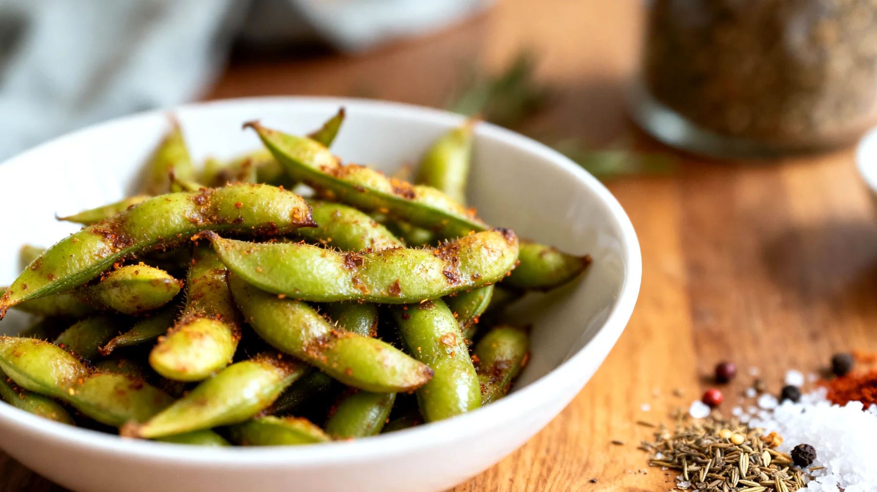 Edamame tostati con spezie"