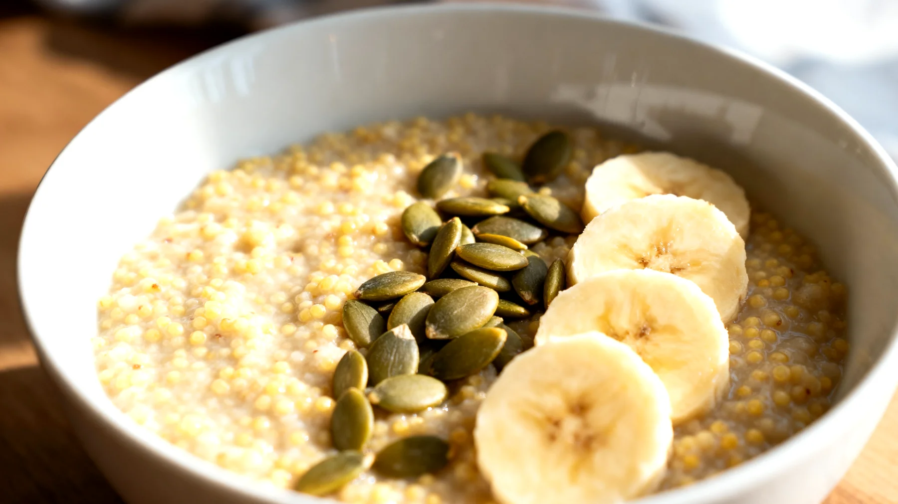Porridge di miglio con semi di zucca e banana"