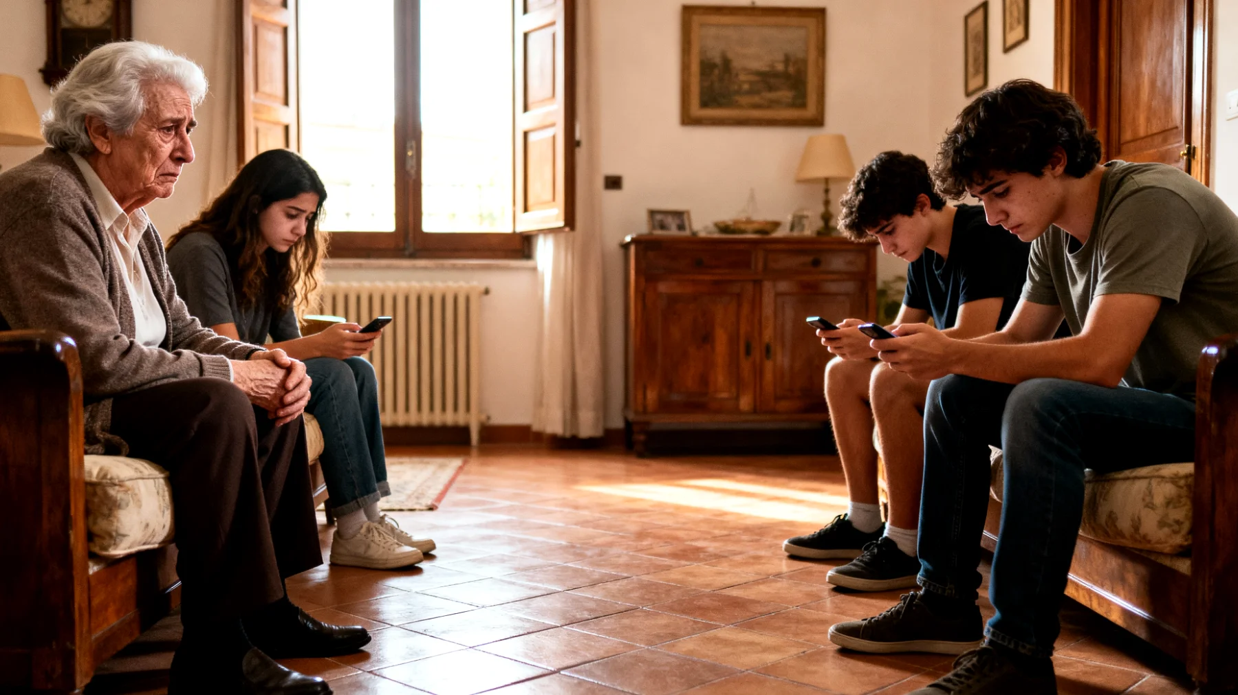 I nonni faticano a instaurare un dialogo significativo con i nipoti giovani adulti, che sembrano distanti e poco interessati a condividere aspetti personali della loro vita, creando un senso di estraneità e incomprensione reciproca"