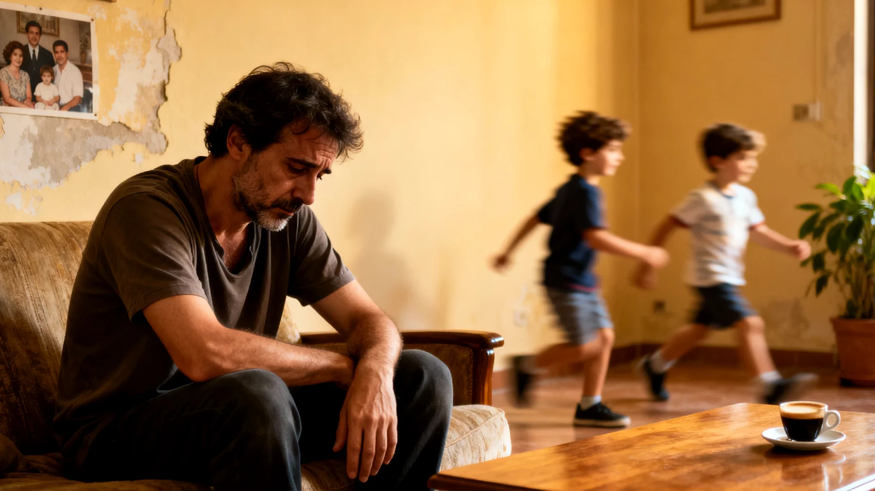 Un papà che, a causa dei ritmi lavorativi intensi e della stanchezza accumulata, fatica a trovare energie ed essere presente in modo attivo con i propri bambini, vivendo la sensazione di perdere momenti preziosi della loro crescita"